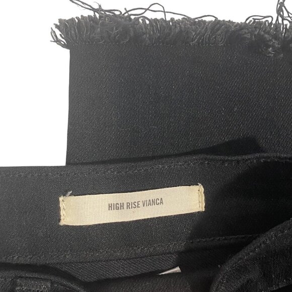 Nili Lotan High Rise Vianca flare Jeans Jet Black raw hem Size 26 - Picture 8 of 12